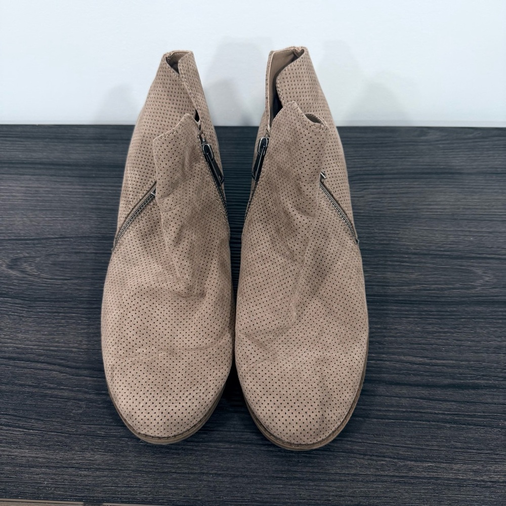 Target Taupe Perforated Suede Ankle Boots